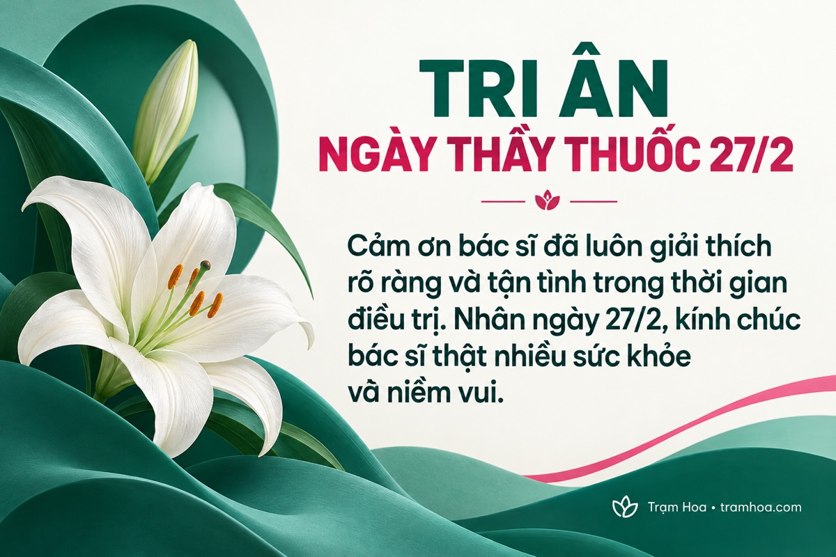 Thiệp Trạm Hoa – Lời chúc dành cho bác sĩ – mẫu 8